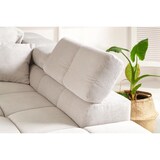 thumbnail of KAWOLA Sofa NEVADA Ecksofa Feincord silber mit motorischem Sitzvorzug Recamiere rechts