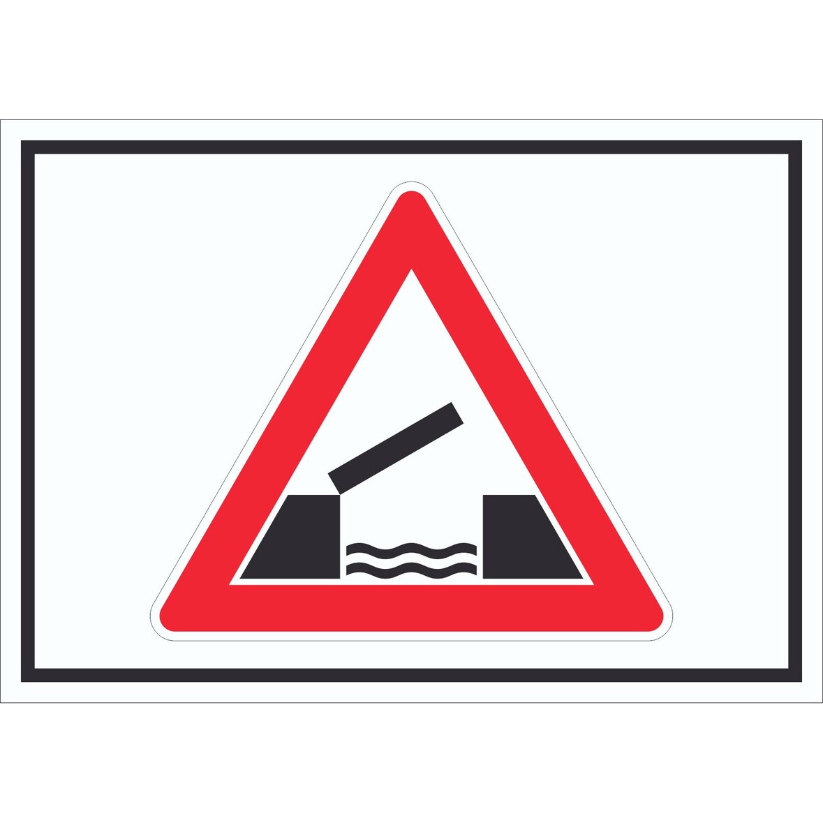 Schild Achtung bewegliche Brücke Symbol A3 Rückseite selbstklebend