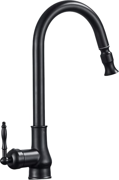 KLARWERK® JANA | Rubinetto Cucina Estraibile Acciaio Inox Nero Antico | Miscelatore Arco Alto | Rubinetto Gastro Alta Pressione 360° 2 Attacchi Gastro