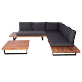 thumbnail of Tuinset HWC-H54, bank loungeset, gesponnen poly acaciahout MVG aluminium ~ bruin, donkergrijze bekleding