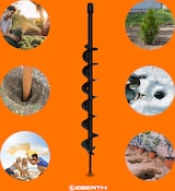thumbnail of EBERTH Erdbohrer 800 mm, Ø 80 mm, Stahl, schwarz lackiert, 20 mm Aufnahme, 45° Schneide, mit Sicherungsbolzen