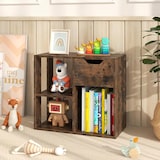 thumbnail of COSTWAY Libreria in legno, scaffale cubico con cassetto e 3 scomparti, scaffale da ufficio, divisorio per ambienti