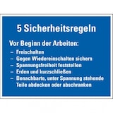 thumbnail of Dreifke® Hinweisschild 5 Sicherheitsregeln Vor der Arbeit, Recycling-Verbundplatte, 200x150mm