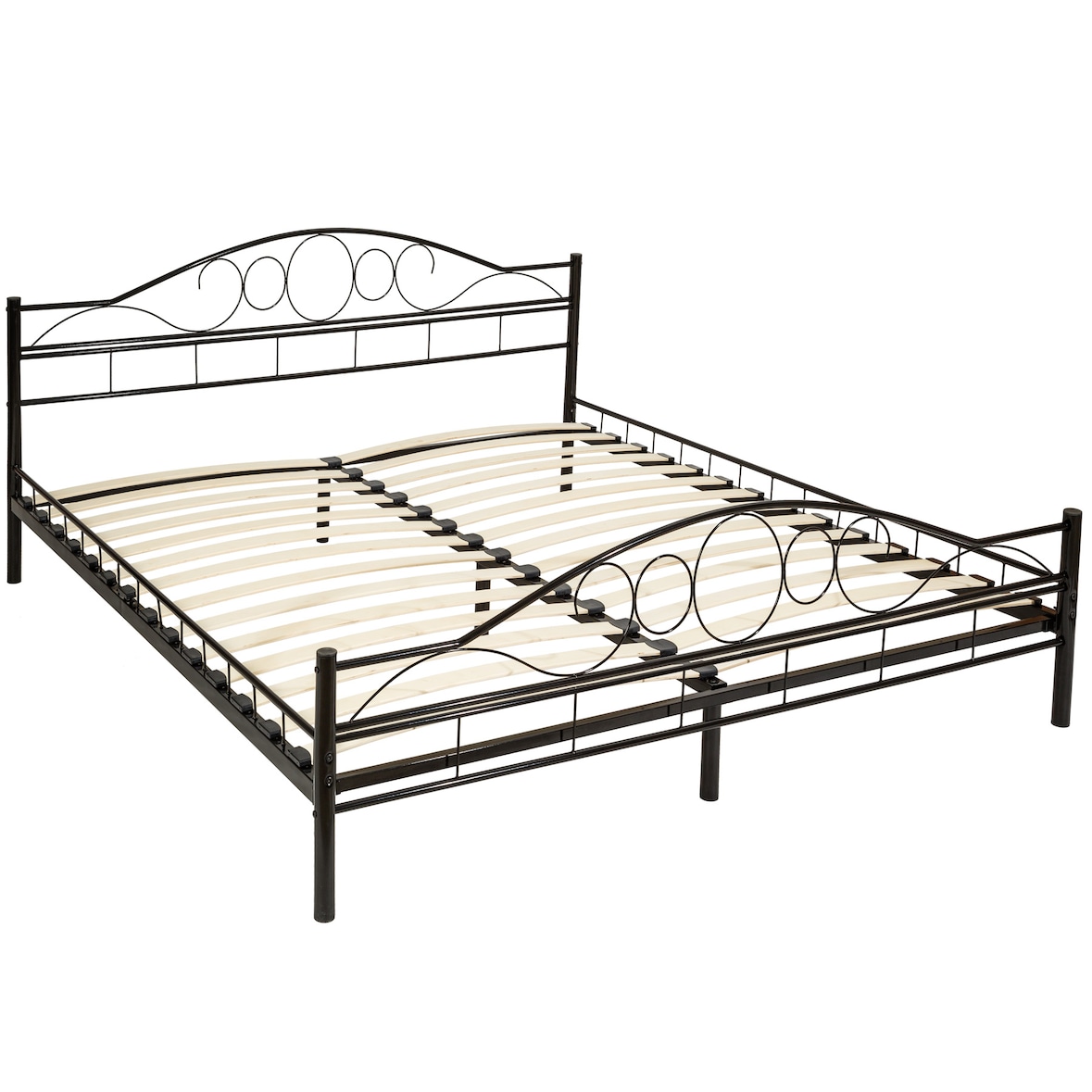 tectake Lit design romantique avec sommier  Noir/Noir