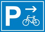 thumbnail of Fahrrad Parkplatz Schild mit Richtungspfeil rechts waagerecht A0 (841x1189mm)
