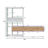 thumbnail of Dmora Wohnwand Wausau, Wohnzimmer-Set mit 3 Schubladen, Mehrzweck-Wohnzimmer-Bücherregal, 226 x 28 x 173 cm, Weiß und Nodi-Eiche