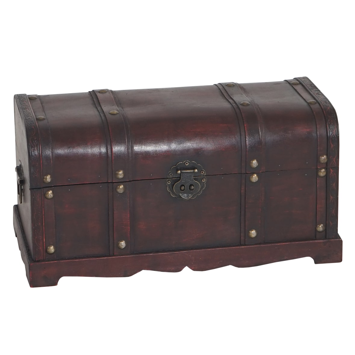 Cofre madera Cofre tesoro Valence aspecto antiguo 30x57x29cm ~ redondo