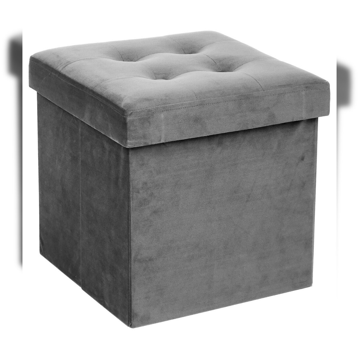 Atmosphera Lysander - Faltbarer Pouf in Samtoptik, 37,8 cm, Grau