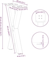 thumbnail of Helloshop26 - Set aus 2 X-förmigen Couchtischbeinen mit verstellbaren Nivellierfüßen 28 x 42-43 cm weißer Stahl 02_0057164