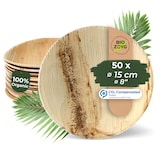 thumbnail of BIOZOYG 50 Stück Einwegteller Ø 15cm Palmblatt-Teller, rund, biologisch abbaubar, umweltfreundlich, kompostierbar, wiederverwertbar, Wegwerfteller