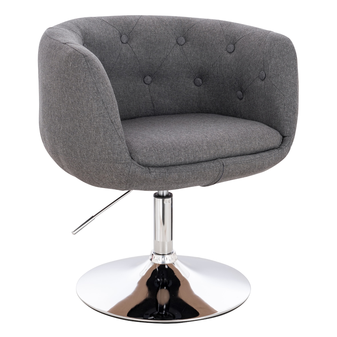 SVITA PANAMA  Retro Loungestuhl Cocktailsessel Tellerfuß Metall Stoffbezug Grau