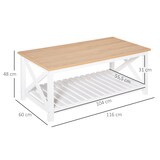 thumbnail of HOMCOM Mesa de Centro para Sala de Estar Mesa de Café com Prateleira de Armazenamento Inferior 116x60x48cm Madeira Natural e Branco