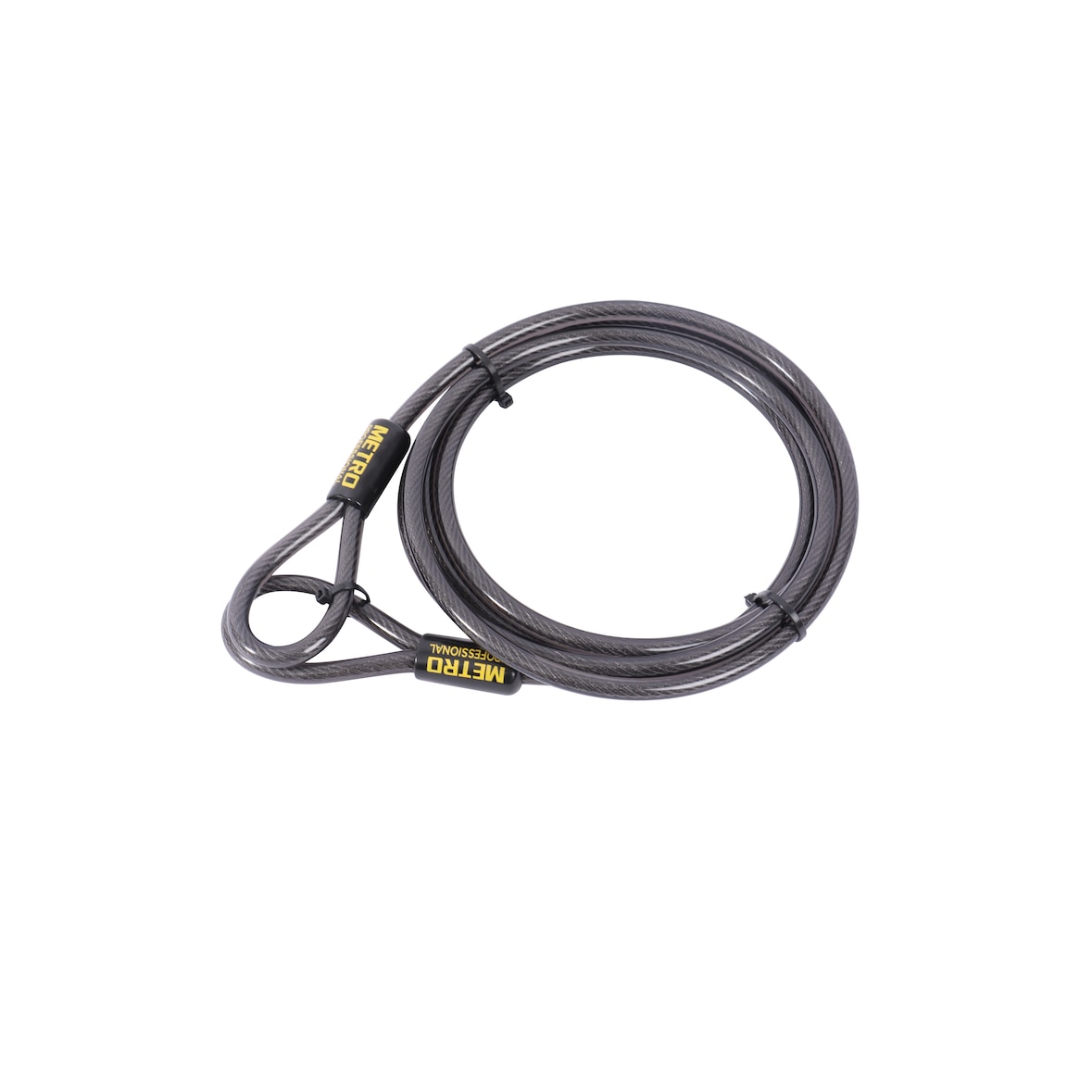 METRO PROFESSIONAL Cavo di sicurezza di 3 m in acciaio, guaina in PVC, con 2 anelli alle estremità, grigio