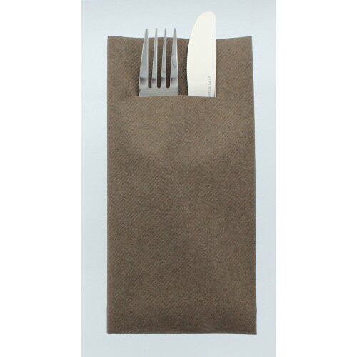 Mank Besteckservietten Airlaid Braun, 40 x 40 cm, 75 Stück - Bestecktaschen stoffähnlich