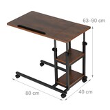 thumbnail of Relaxdays Laptoptisch, 63–90 cm höhenverstellbar, neigbar, Beistelltisch mit Rollen, 2 Ablagen, C-Form, braun/schwarz