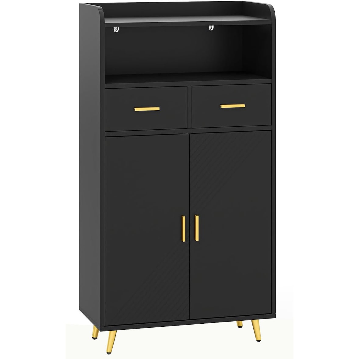 COSTWAY Armário Multiuso com Porta Dupla, 2 Gavetas, Prateleira Ajustável, Armário de Sala para Cozinha, Banheiro, Corredor