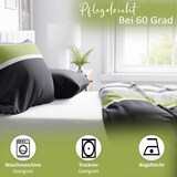 thumbnail of Baumwolle Bettwäsche Set 155x220 cm 80x80 cm Grau Grün Gestreift mit Reißverschluss