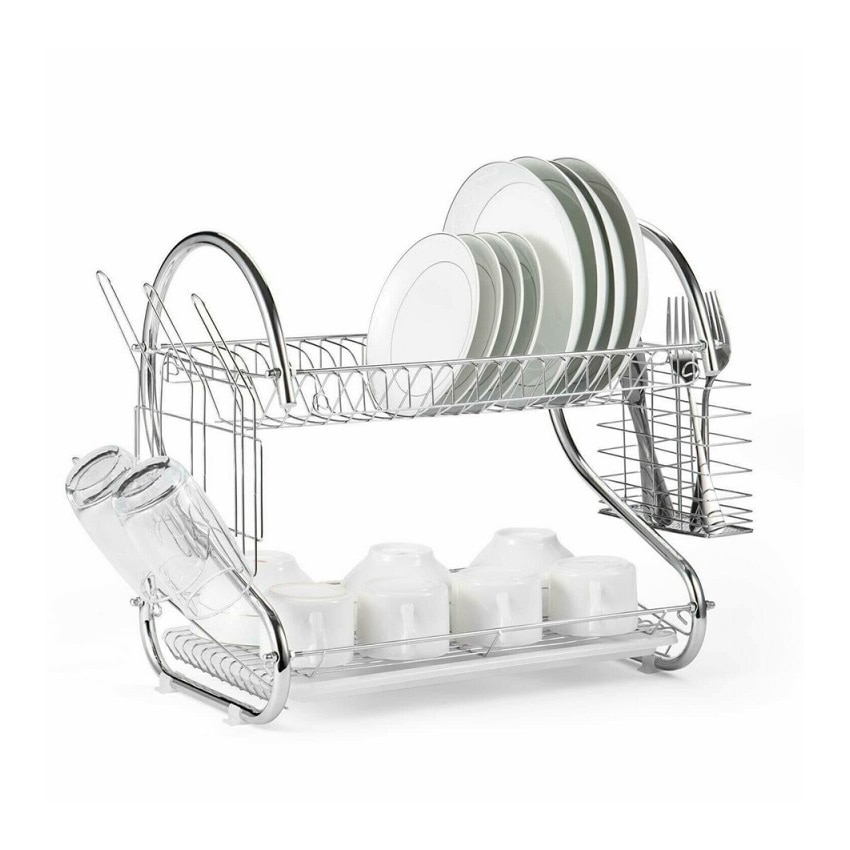 Escurreplatos Kitchen&GO plegable con bandeja de goteo y soporte escurre platos