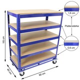 thumbnail of Etagenwagen 750kg 115x90x45 cm 5 Ebenen blau Transportwagen Magazinwagen Kommissionierwagen