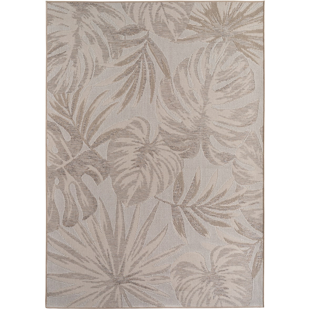 Teppich Balkon Tropisch Pflegeleicht Waschbar Strapazierfähig Terrasse Küche Beige 160x230 cm OEKO-TEX Gekettelt – VENTOUX von Kadima Design