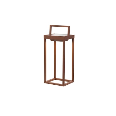 Zafferano - Farol solar para el hogar de 2 LED, 37,3 cm, lámpara de pared y mesa de 2 W con batería y sensor crepuscular - Corten