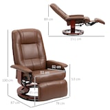 thumbnail of Relaxsessel TV Sessel Kunstleder Braun 100x78x87 cm drehbar mit Liegefunktion 145 Grad Rückenlehne Fußstütze Armlehnen