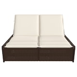 thumbnail of vidaXL Ligbed 2-persoons met kussens poly rattan bruin