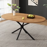 thumbnail of Esstisch oval 120x80x76  Natur MDF Tischplatte mit Metall Kreuzbeinen stabil und pflegeleicht für 4 bis 6 Personen modernes Design