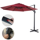 thumbnail of Zweefparasol HWC-A96, parasol, rond Ø 4m polyester/aluminium 27kg ~ bordeaux zonder voet