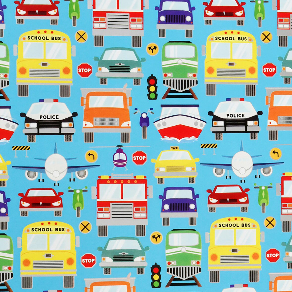 Geschenkpapier Fahrzeuge 70cm x 2m Rolle Geschenkpapierrolle mit Auto Motiv Geschenk Papier Kindergeburtstag Geburtstag Junge Farbiges Packpapier Bunt