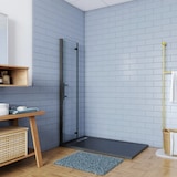 thumbnail of AICA Walk in 2 hojas plegables con Perfil Negro Mate, estilo industrial, 5 mm cristal templado, Easyclean, Tamaño:(1145-1165)x1900mm