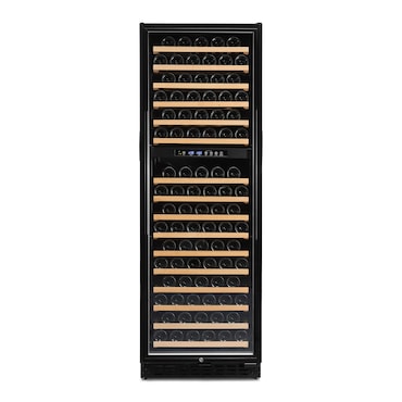 Refrigerador de vinhos Vinobox 168 2T preto 168 garrafas 2 temperaturas, de 5º a 10º e de 10º a 18ºC, 210 W, 16 prateleiras de madeira extraíveis