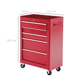 thumbnail of HOMCOM Carrinho de Ferramentas para Oficina com Rodas e 5 Gavetas Fechadura e Alça Lateral 61,5x33x85 cm Vermelho