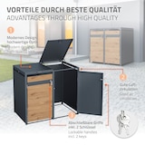 thumbnail of ML-Design Mülltonnenbox 3er Anthrazit-Holzoptik, 3×240L, 200×80×116 cm, Stahl, wetterfest, abschließbar, Müllbox mit Deckel & Türen