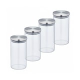 thumbnail of Relaxdays Vorratsgläser 4er Set, 1000ml Nudelglas, luftdicht, Edelstahldeckel, Vorratsdose für Küche, transparent/silber