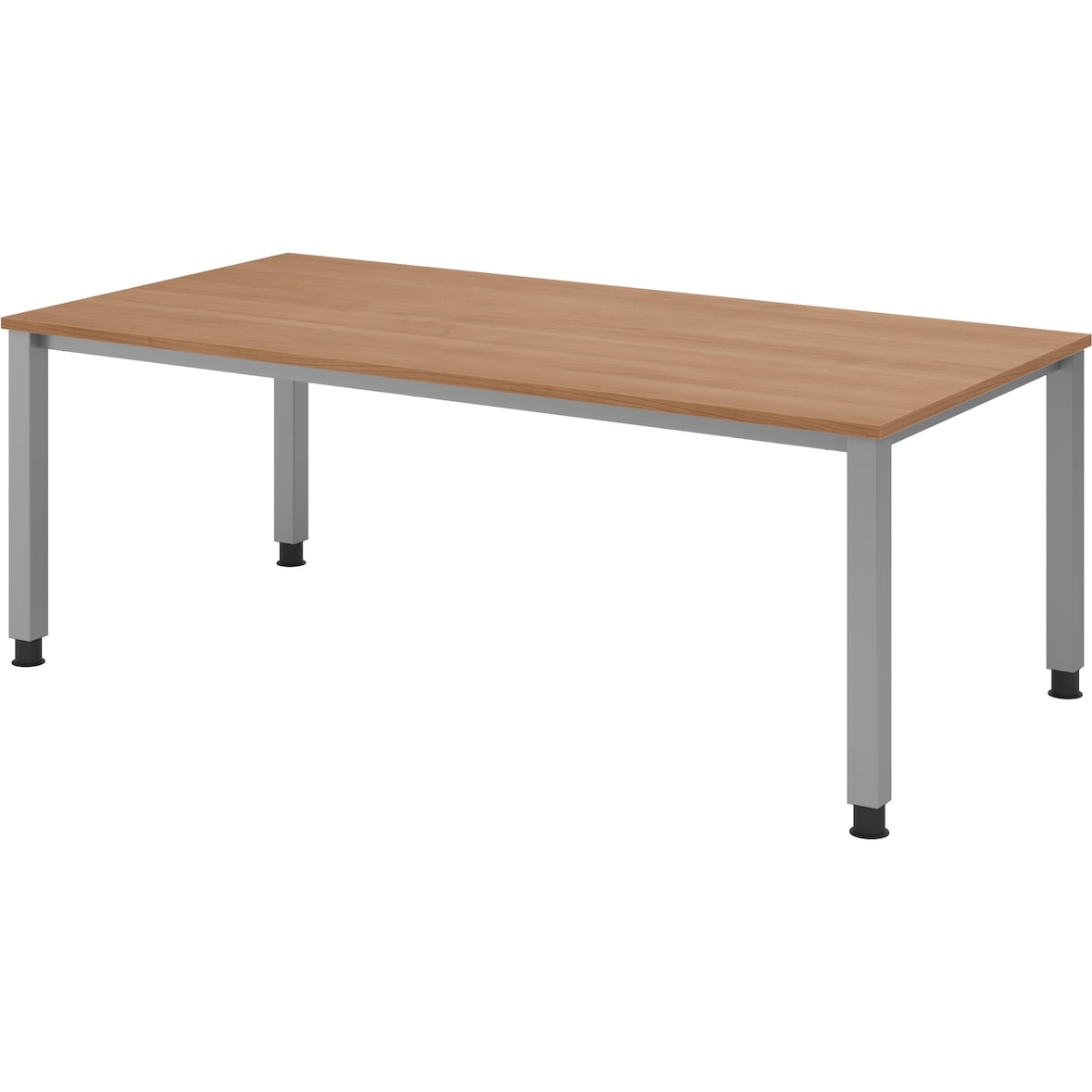 bümö manuell höhenverstellbarer Schreibtisch 200x100 cm in Nussbaum - PC Tisch höhenverstellbar & groß, höhenverstellbarer Tisch Büro, großer