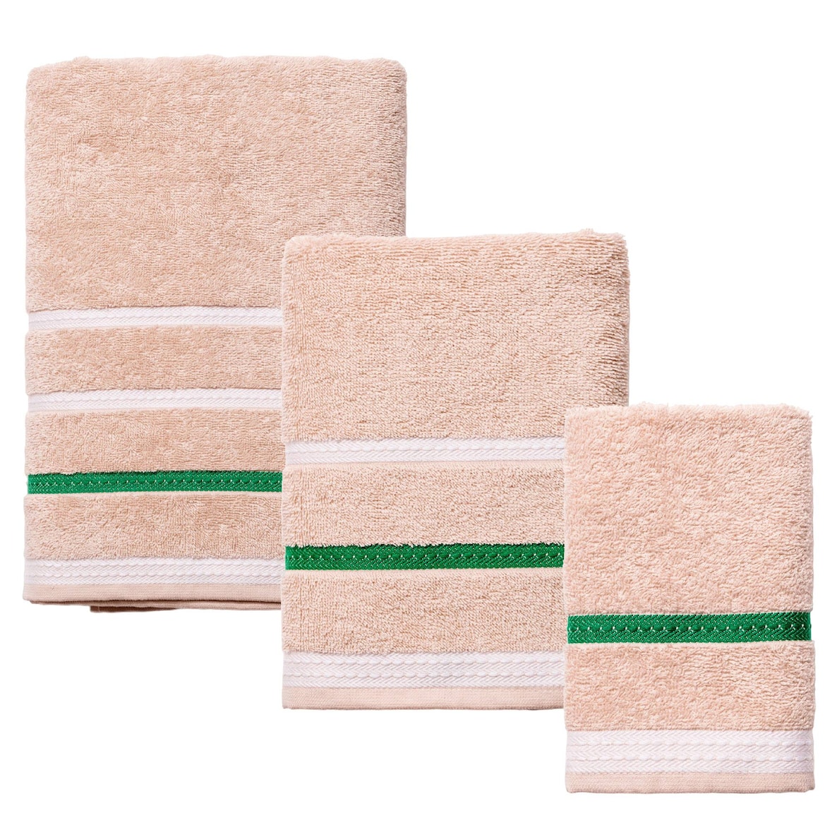 Benetton - Juego 3pcs Toallas de Baño (30x50 + 50x90 + 70x140cm) 450GSM 100% Algodón Beige