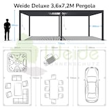 thumbnail of Weide Deluxe | Pergola Voll Aluminium freistehend | 3,6 x 7,2 M | Lamellendach anthrazit