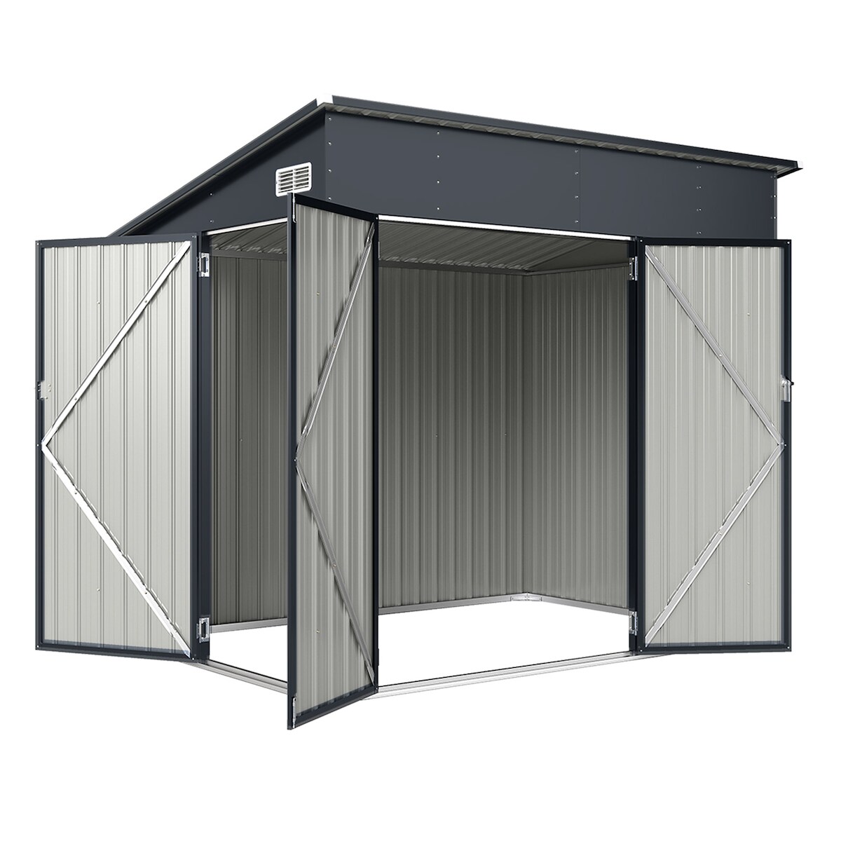 COSTWAY Metall Gartenhaus 235x174x197cm, verzinkter Stahl Geräteschuppen mit Schiebetüren, abschließbar wetterfest für Garten, Anthrazit