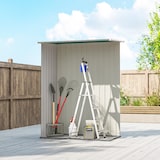 thumbnail of Outsunny caseta de jardín 1,07 m² 142x86x189 cm cobertizo exterior metálico con puerta y orificios de drenaje para almacenamiento de herramientas