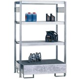 thumbnail of PROREGAL Umweltregal mit Auffangwanne FALKE Stecksystem | Grundregal | HxBxT 250x128x60cm | 4 Ebenen | Fachlast 250kg | Verzinkt