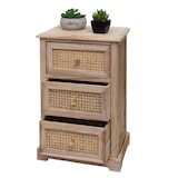 thumbnail of Kommode HWC-K87, Schubladenschrank Schrank, Holz Rattan 63x40x28cm ~ naturfarben