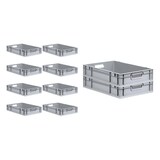 thumbnail of PROREGAL SuperSparSet 10x Eurobox NextGen Economy mit Scharnierdeckel & grünen Verschlüssen, Griffe offen, HxBxT 12x40x60cm, 23L, Eurobehälter, Box