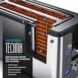 thumbnail of Arendo Edelstahl Toaster Langschlitz 4 Scheiben - Defrost Funktion - wärmeisolierendes Gehäuse - mit integrierten Brötchenaufsatz - Krümelschublade