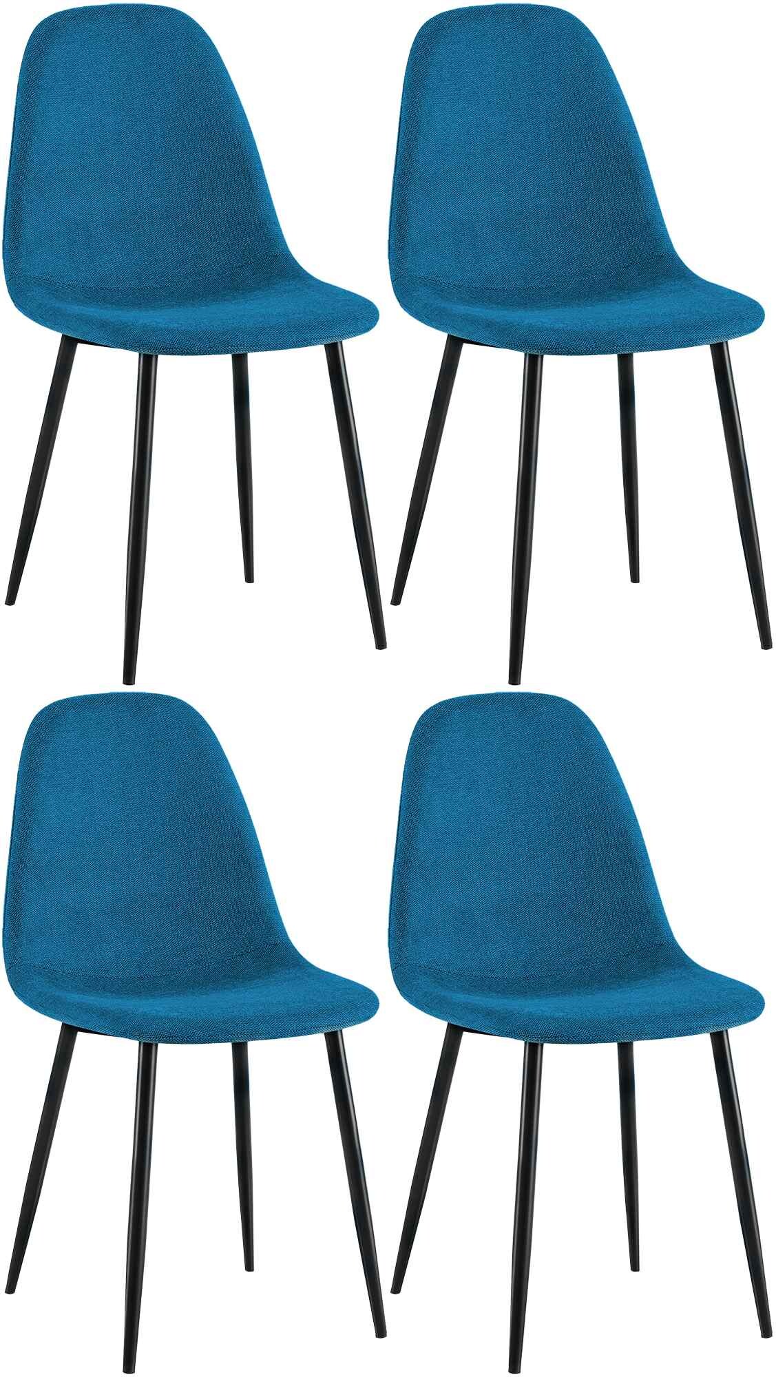 CHEFGASTRO 4er Set Esszimmerstuhl TORONTO Stoff HxBxT 88x44x51cm Blau Küchenstuhl