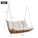 thumbnail of Merax Schaukelbank 2-Sitzer PE-Rattan, Hängeschaukel Garten, mit Kissen & 2 Ketten, abnehmbar waschbar, Beige