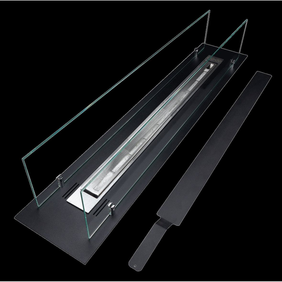 Queimador de lareira a bioetanol em aço com vidro de 100 cm