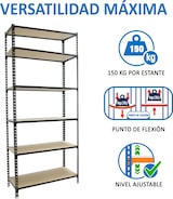 thumbnail of SimonRack Estantería Metálica, 2500x1000x500 mm, 6 Alturas, Bandeja Madera, 150 kg de Punto Flexión, Antracita/Madera - Maderclick