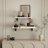 thumbnail of HOMCOM juego de 2 mesas plegables de pared escritorios flotantes para espacios pequeños mesas abatibles para cocina comedor y salón blanco brillo