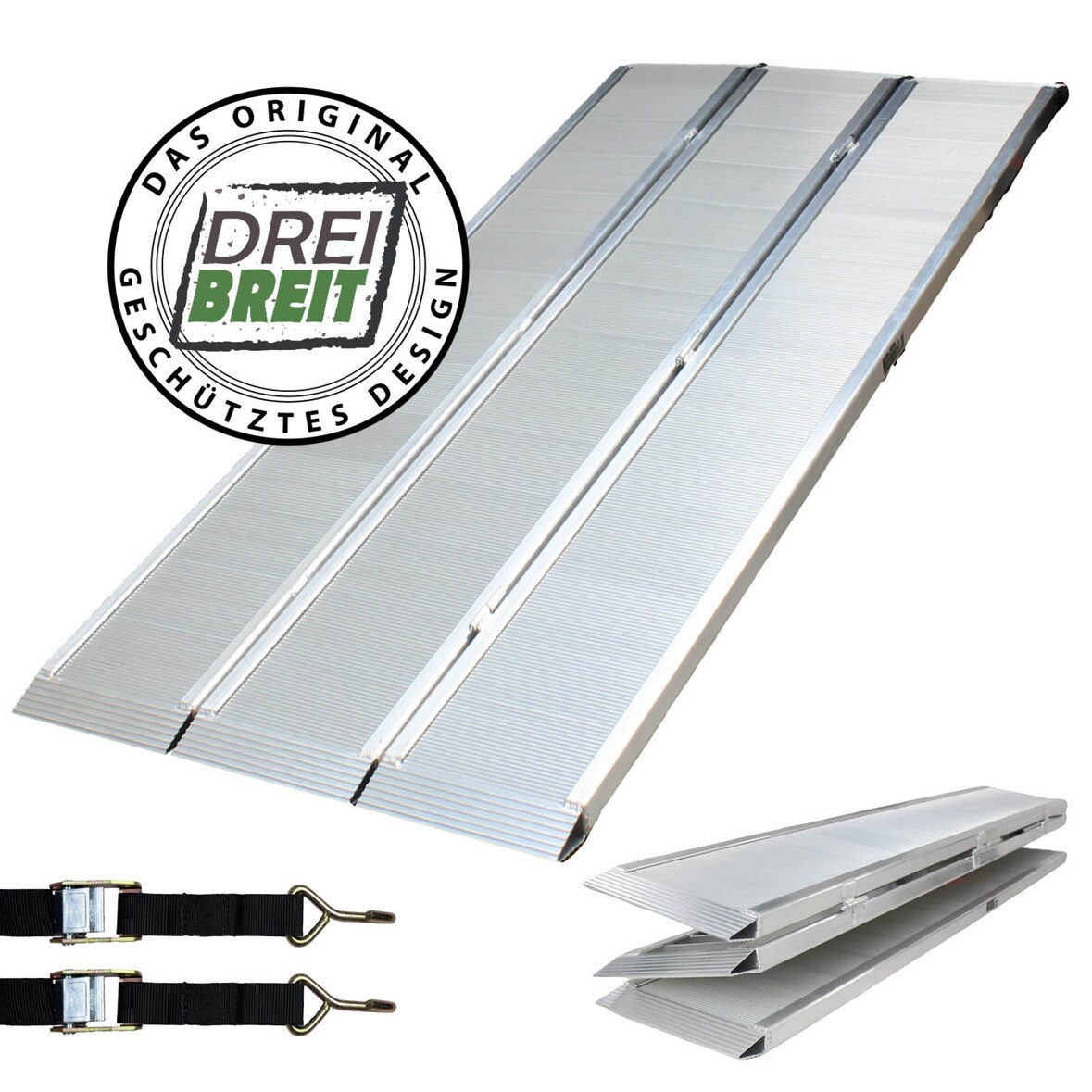 DREIBREIT by TRUTZHOLM Auffahrrampe 2-fach klappbar 175 cm 1650 kg Alu geriffelt Verladerampe massiv